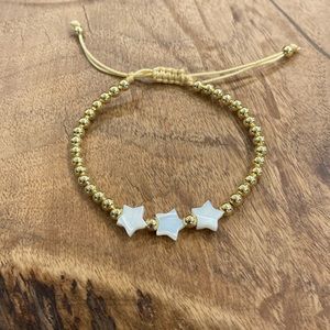 18K Gold Plated Star Charm Beaded Bracelet